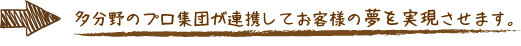 多分野のプロ集団が連携してお客様の夢を実現させます。